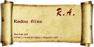 Rados Alex névjegykártya